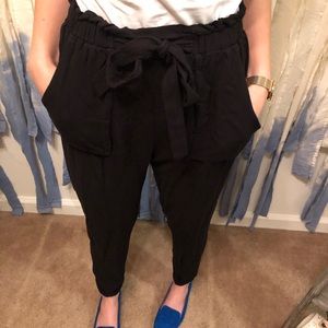 High waisted cotton black pants